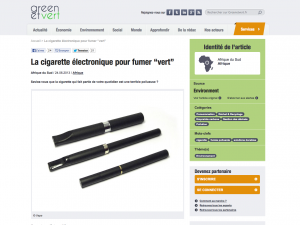 La cigarette électronique pour fumer “vert” sur greenetvert.fr