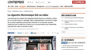 "La cigarette électronique fait un tabac" sur lexpress.fr