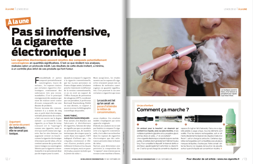 Le magazine 60 millions de consommateurs tire  boulets rouges sur la  cigarette lectronique - Vaping Post