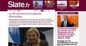 "Le FN, premier sur la cigarette électronique" sur le site Slate.fr