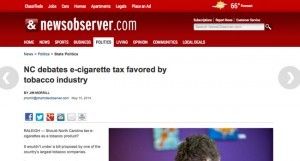 Une taxe sur les e-cigarettes en Caroline du Nord (NewsObserver)