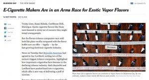 Les fabricants d'e-cigarettes en course pour les saveurs exotiques dans la vapeur sur Le New York Times