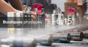 Boutique de cigarette électronique avec produits sur le comptoir
