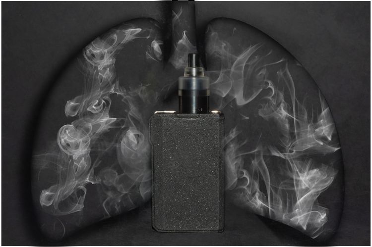 Illustration de poumons humains remplis de vapeur de cigarette électronique