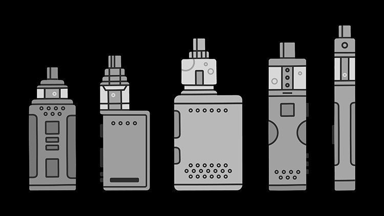 Illustration de différents modèles de cigarettes électroniques
