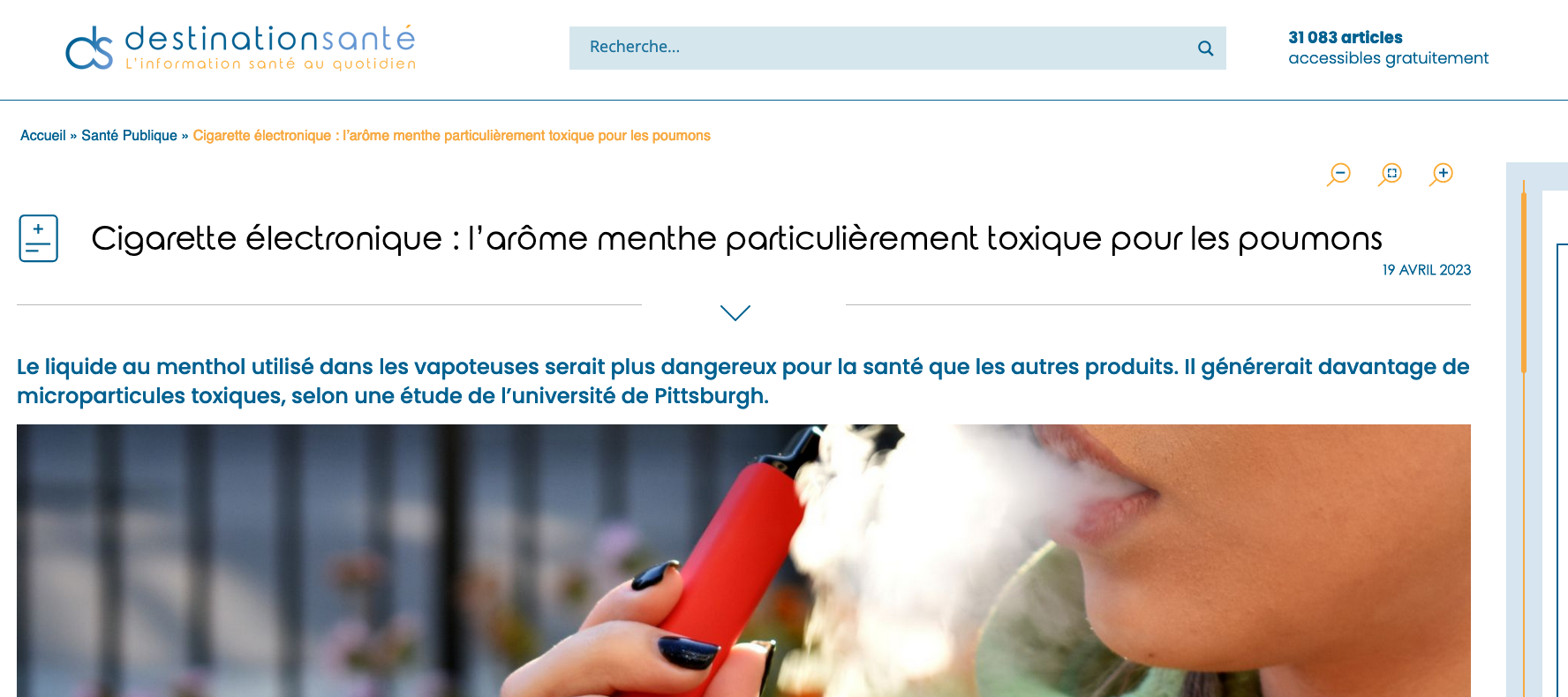 Cigarette électronique : l’arôme menthe particulièrement toxique pour les poumons