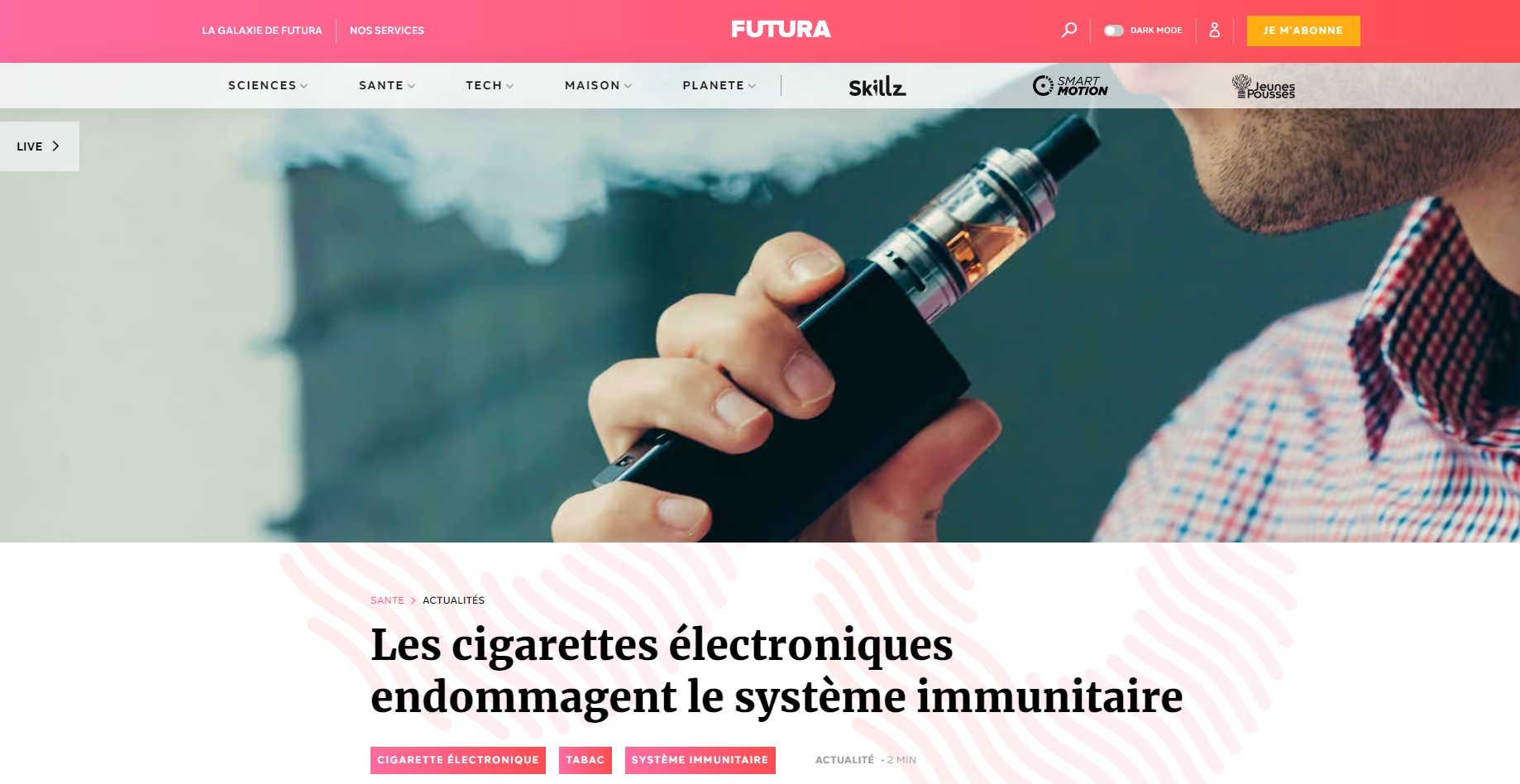 Les cigarettes électroniques endommagent le système immunitaire