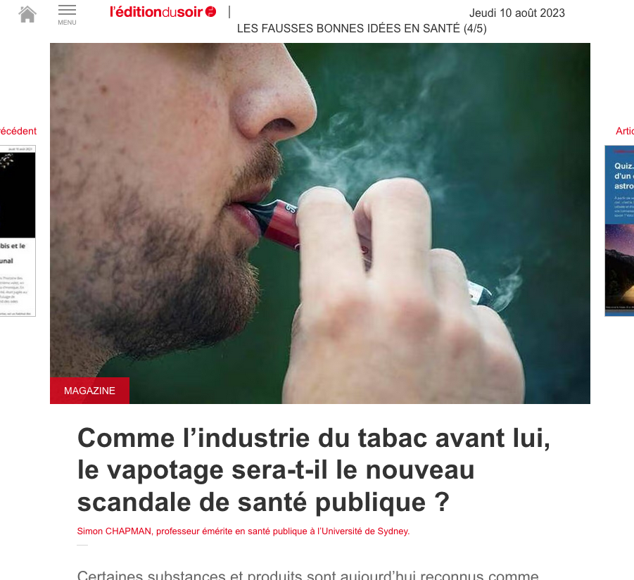 Comme l’industrie du tabac avant lui, le vapotage sera-t-il le nouveau scandale de santé publique ?