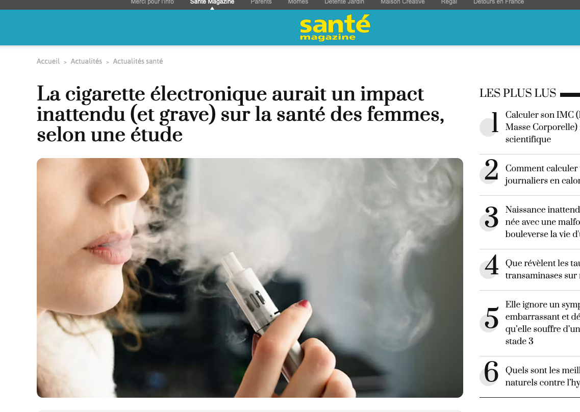 La cigarette électronique aurait un impact inattendu (et grave) sur la santé des femmes, selon une étude 