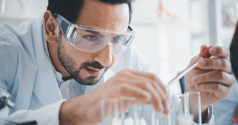 Illustration d’un scientifique manipulant du matériel de laboratoire