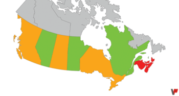 Carte des provinces qui ont interdit les arômes au Canada